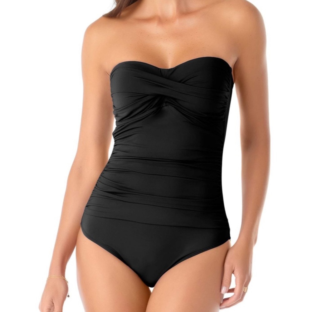Anne Cole Shirred Bandeau One Piece Bathing Suit 8